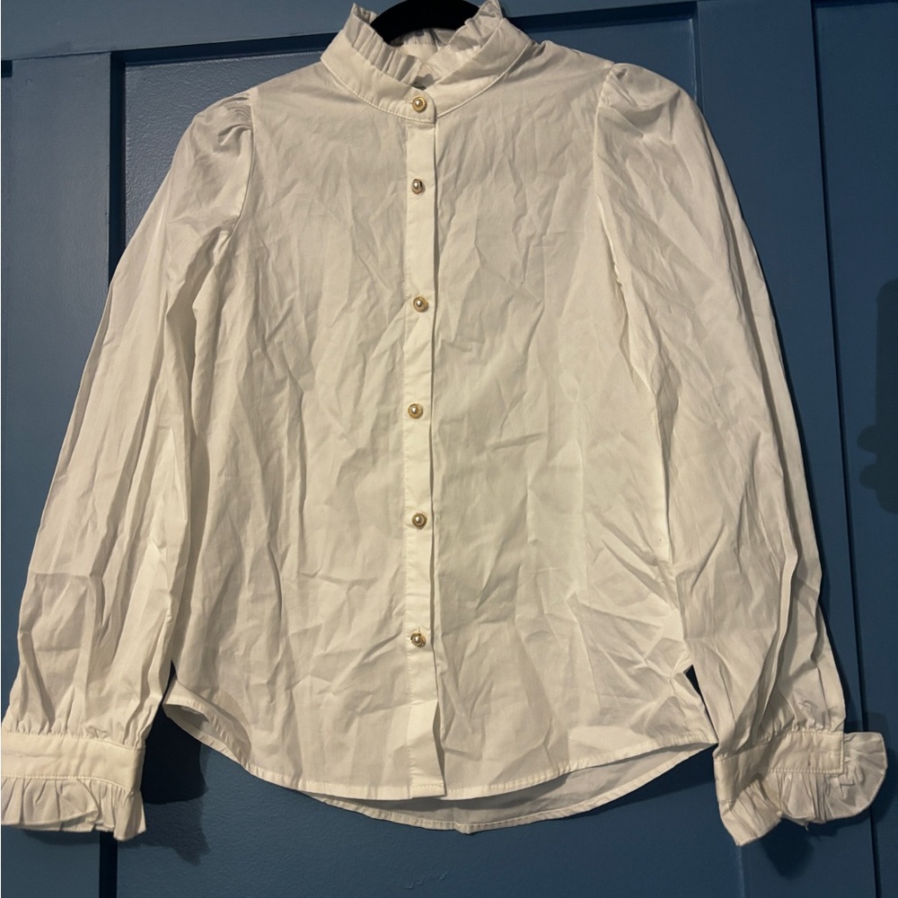 Teen White Button-Up Top